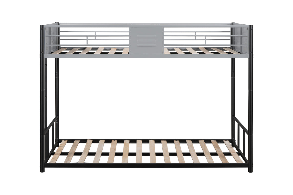 Metal Twin Over Twin Bunk Bed With Vent Board Heavy Duty Sturdy Metal Noise Reduced Safety Guardrail Cpc Certified Twin Black Metal