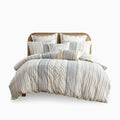 Cotton Printed Duvet Cover Set With Chenille Queen Multicolor Cotton