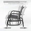 Outsunny Porch Glider, Metal Frame Swing Glider Chair Withmesh Fabric, Curved Armrests And Steel Frame For Garden, Poolside, Backyard, Balcony, Black Black Fabric Metal