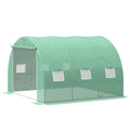 Outsunny 10' X 10' X 6.5' Walk In Tunnel Hoop Greenhouse, Polyethylene Pe Cover, Steel Frame, Roll Up Zipper Door & Windows For Flowers, Vegetables, Tropical Plants, Green Green Steel