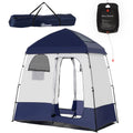 Outsunny Shower Tent, Pop Up Privacy Shelter For Camping, Dressing Changing Room, Portable Instant Outdoor Shower Tent Enclosure W 2 Rooms, Shower Bag, Floor And Carrying Bag, Blue Blue Taffeta