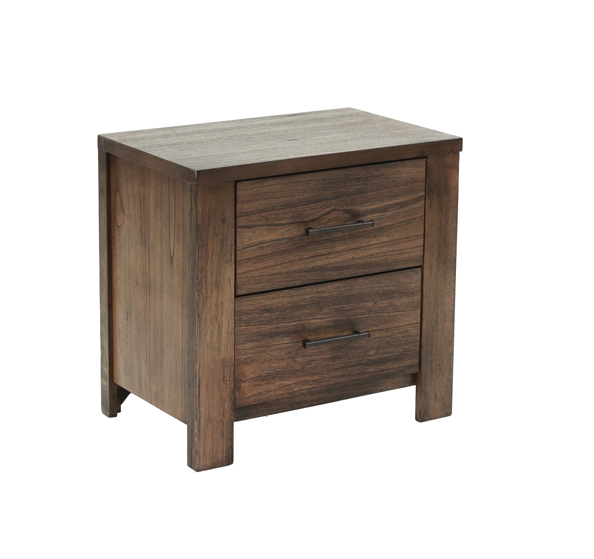 Oak Finish 1Pc Nightstand Wooden Bedside Table 2X Drawers Storage Bedroom Furniture Oak 2 Drawers Bedroom Bedside Cabinet Contemporary,Modern,Transitional Rubberwood Easy Assembly Oak Particle Board