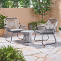 Milan 3Pc Chat Set Gray Pe Rattan Iron Waterproof Fabric