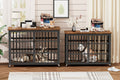 Furniture Style Dog Crate Wrought Iron Frame Door With Side Openings, Rustic Brown, 38.4''W X 27.7''D X 30.2''H. Rustic Brown Particle Board