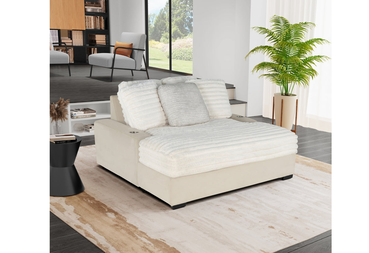 Shine Beige Lounger Sofa With Usb Beige Fabric