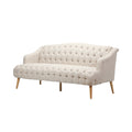 Comfy 3 Seat Sofa With Wooden Legs, Pu, For Living Room And Study Beige Fabric 3 Seat