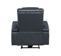 Alair Power Motion Recliner W Bluetooth Speaker & Cooling Cup Holder, Blue & Black Leather Aire Lv02459 Blue Upholstered