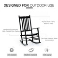 Outsunny Outdoor Rocking Chair, Patio Wooden Rocking Chair With Smooth Armrests, High Back For Garden, Balcony, Porch, Supports Up To 352 Lbs., Black Black Wood