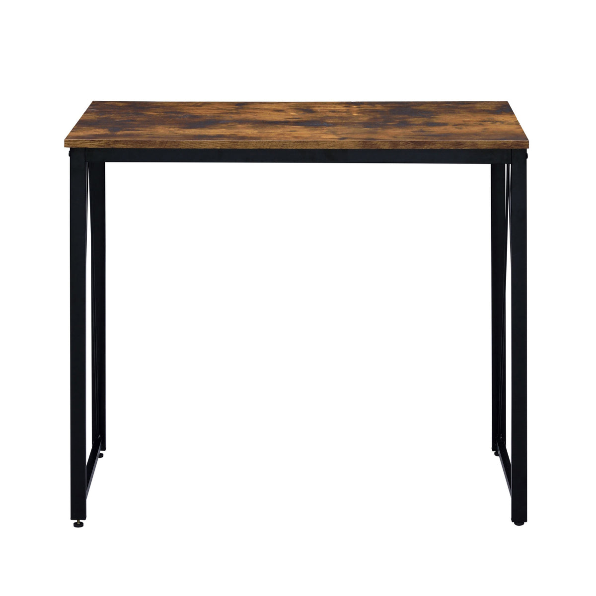 Weathered Oak And Black 35.5" Writing Desk With Metal Sled Base Brown Black Writting Desk Industrial,Rustic Rectangular Desk Wood Metal Sled