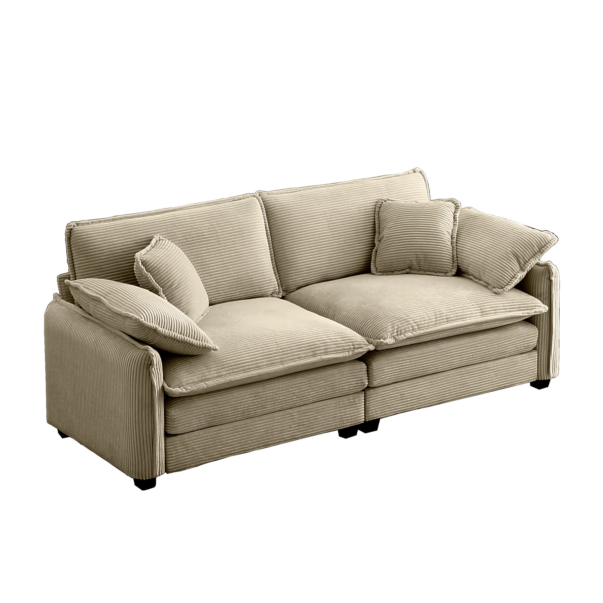 Warm And Cozy Living Room Sofa With 4 Pillows Upholstered Large Deep Seat 2 Seater Sofa For Living Room,Tan Corduroy Tan Corduroy 2 Seat