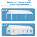 16X32Ft Party Tent Heavy Duty, Large Wedding Event Shelters With 3 Storage Bags & Removable Sidewalls, Outdoor Canopy Gazebo Commercial Tents For Parties Carport Camping Garden Patio White Metal