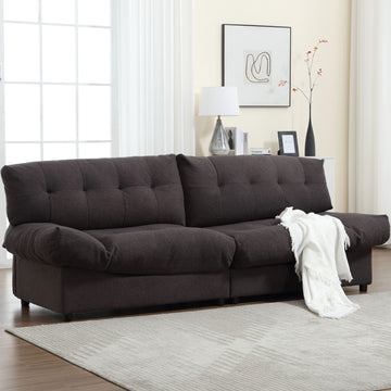 Cloud Style Sofa, Teddy Velvet Fabric, Comfy Padded Cloud Couch For Living Room, Apartment Dark Gray Light Brown Velvet Wood Primary Living Space Modern Polyester 2 Seat