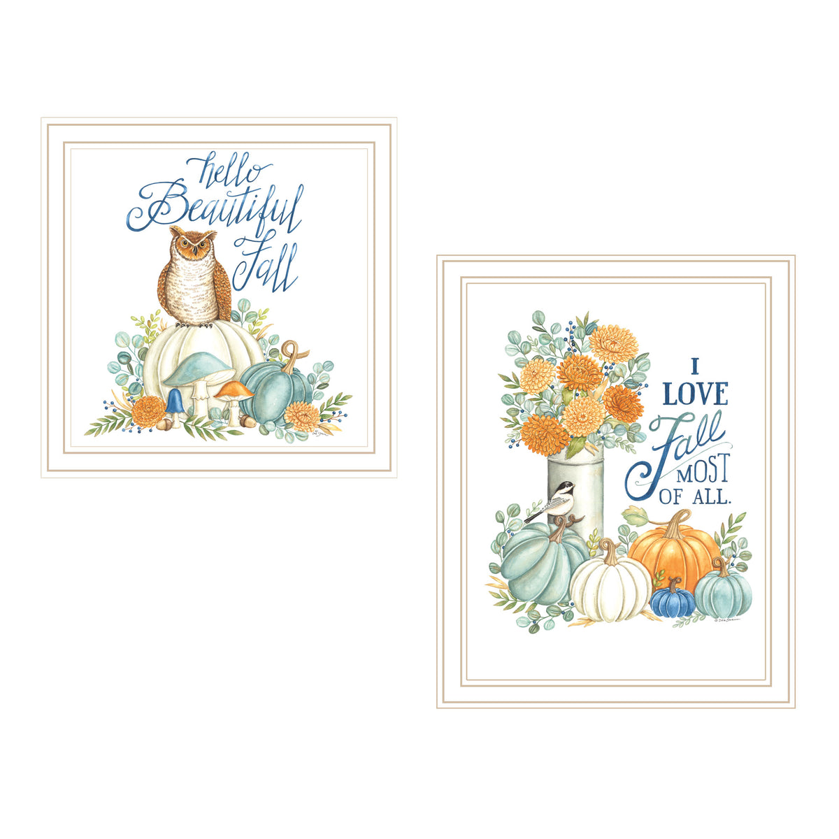 2 Piece Vignette I Beautiful Fall Most Of All White Framed Wall Art For Living Room, Bedroom Wall Art Print For Home Decor By Deb Strain Multicolor Wood Paper