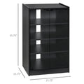Homcom 5 Tier Media Stand Cabinet With 3 Level Adjustable Shelves, Tempered Glass Doors, And Cable Management, Distressed Black Distressed Black Particle Board