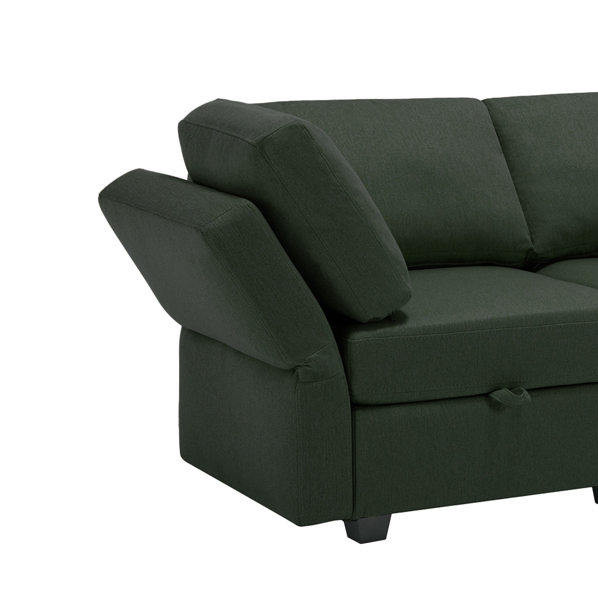 Modular Convertible U Shaped Sectional Sofa Couch With Storage Ottoman Corner Couch For Living Room, Adjustable Arms And Backs Green Green Polyester 4 Seat