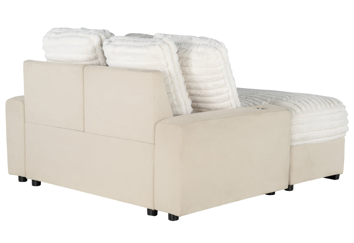 Shine Beige Lounger Sofa With Usb Beige Fabric