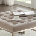 Beige And Champagne Cocktail Tufted Ottoman Champagne Metal Primary Living Space Backless Solid Brown Contemporary Square Armless Tufted Fabric Metal