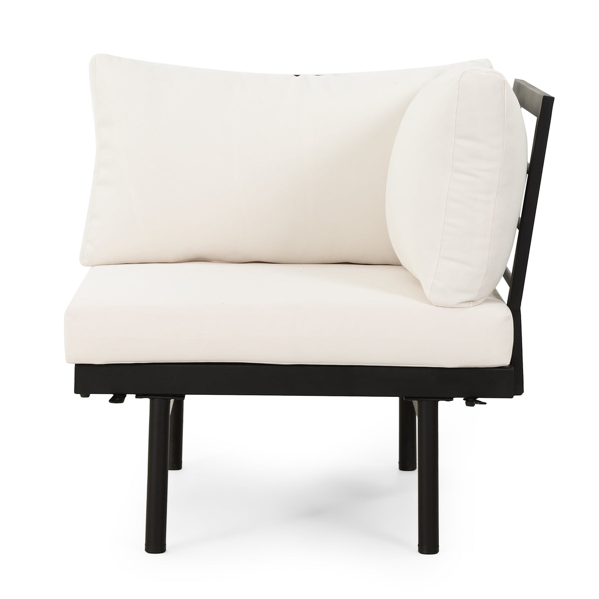 Theo 5 Seater Sectional Sofa Set With Cushions Cream Acacia Wood