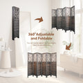 6 Panel Room Dividers, 6Ft Carved Wood Room Divider Partition Room Dividers Wall Wooden Carved Folding Privacy Screens Foldable Panel Wall Divider For Office Restaurant, Rustic Brown Rustic Brown Classic Wood
