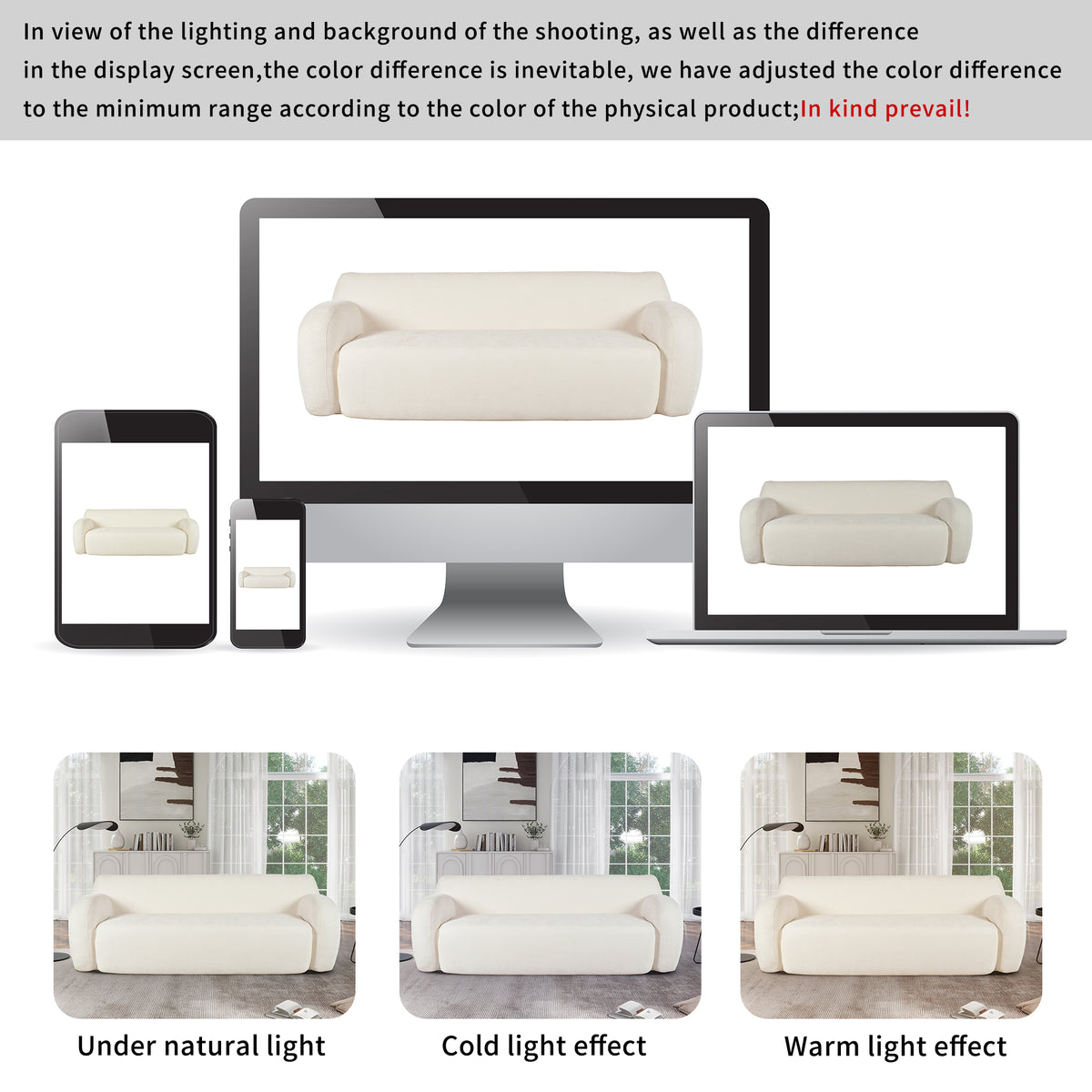 81.5'' Minimalist Curved Upholstered Sofa, 3 Seat Modular Casual Sofa For Living Room, Bedroom, And Apartments Beige Polyester 3 Seat