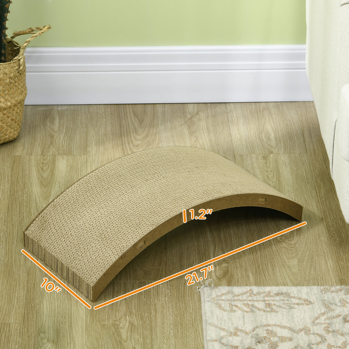 Pawhut Cat Scratching Board, 4 Pack Cat Scratcher For Indoor Cats, Reversible Cat Scratching Post Replacement For Cat Wheel, Brown Brown Particle Board
