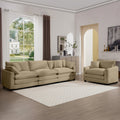 Mid Century Modern Sectional Set Of Two, One 3 Seater Sectional And One Single Seater Sectional With 2 Arm Pillows And 4 Throw Pillows, Living Room Sectional Tan Corduroy Fabric Tan Corduroy 4 Seat