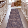 Area Rug, Washable Rug, Low Pile, Non Slip, Non Shedding, Foldable, Kid & Pet Friendly Area Rugs For Living Room, Bedroom, Kitchen, Dining Room Rug Perfect Gifts, Burdy, 2'6'' X 10' Burgundy Chenille Polyester