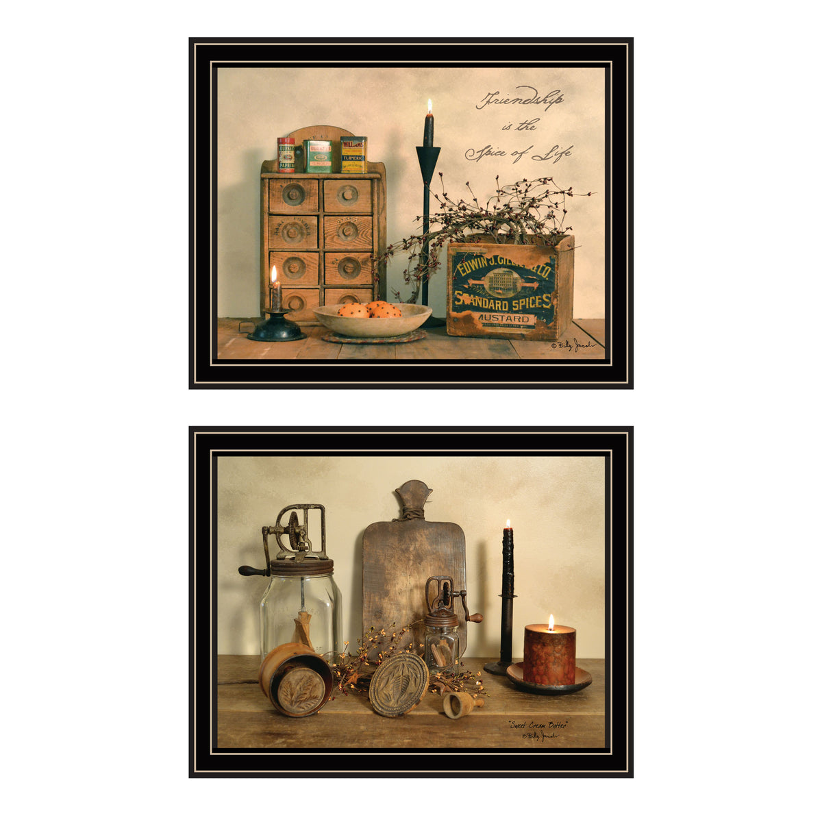 2 Piece Vignette Friend Is The Spice Of Life Black Framed Wall Art For Living Room, Bedroom Wall Art Print For Home Decor By Billy Jacobs Multicolor Wood Paper