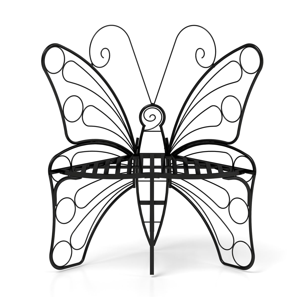 Modern Butterfly Cast Metal Garden Bench, Outdoor Bench Patio Seat, Park Bench Outdoor Seating For Garden, Yard, Park, Entryway Black Garden & Outdoor Metal