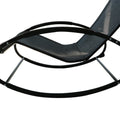 Outsunny Pool Lounger, Outdoor Rocking Lounge Chair For Sunbathing, Pool, Beach, Porch With Pillow & Cool Mesh, Sun Tanning Rocker, Black Black Steel