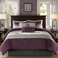 7 Pc Pieced Faux Suede Comforter Set Purple Queen Queen Purple Polyester