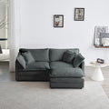 Chenille Two Seater Sofa With 1 Footrest, 2 Seater L Shaped Sectional With Ottoman,Loveseat With Ottoman For Small Living Space, Gray Chenille Gray Chenille 2 Seat
