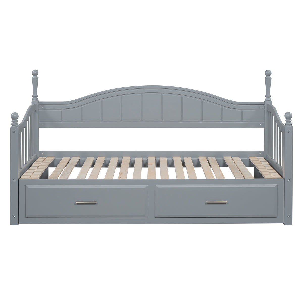Wooden Twin Size Daybed With Twin Size Trundle, Extendable Daybed With Two Storage Drawers,Gray Expected Arrival Time:9.12 Twin Gray Wood