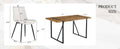 Table And Chair Set, Textured Top In Vintage Wood Color, Black Metal Legs. Dining Chair With White Faux Leather Backrest Cushion With Black Metal Legs. Wood Seats 6 Mdf Metal