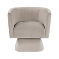 1Pc Swivel Chair Taupe Velvet Fabric Upholstery Solid Wood Diamond Pattern Stitched Back Comfort Chair Living Room Furniture Taupe Primary Living Space Contemporary Plywood,Solid Wood