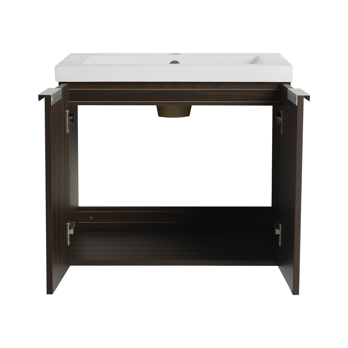 24 Inch Bathroom Cabinet With Resin Sink,Soft Close Doors,Float Mounting Design, For Small Bathroom Silver Brown Stripe Bathroom Modern Plywood Plywood