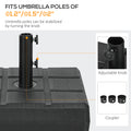 Outsunny 88 Lbs. Fillable Umbrella Base With Steel Umbrella Holder For 1.25