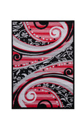 Jersey Area Rugs, Carpets For Livingroom, 5X7 Area Rugs ,1843 Black Red Rectangle 5&7 Black Red Contemporary Abstract Polypropylene