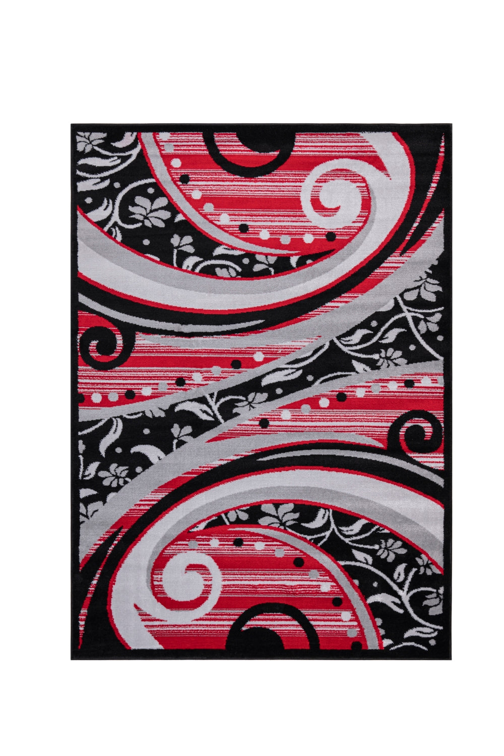 Jersey Area Rugs, Carpets For Livingroom, 5X7 Area Rugs ,1843 Black Red Rectangle 5&7 Black Red Contemporary Abstract Polypropylene