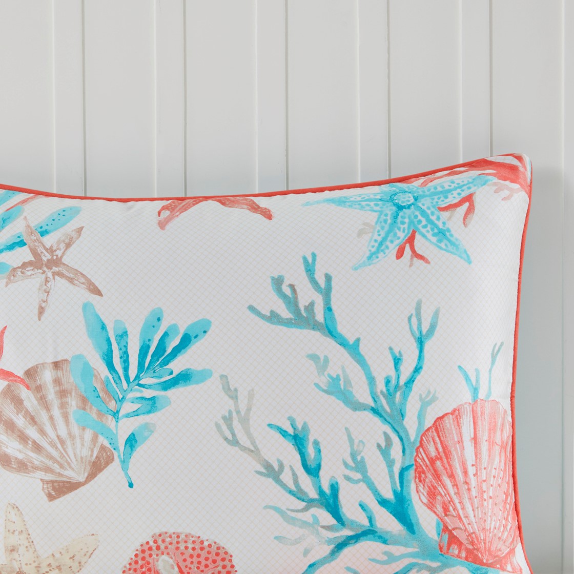 7 Piece Cotton Sateen Comforter Set Coral King King Coral Cotton