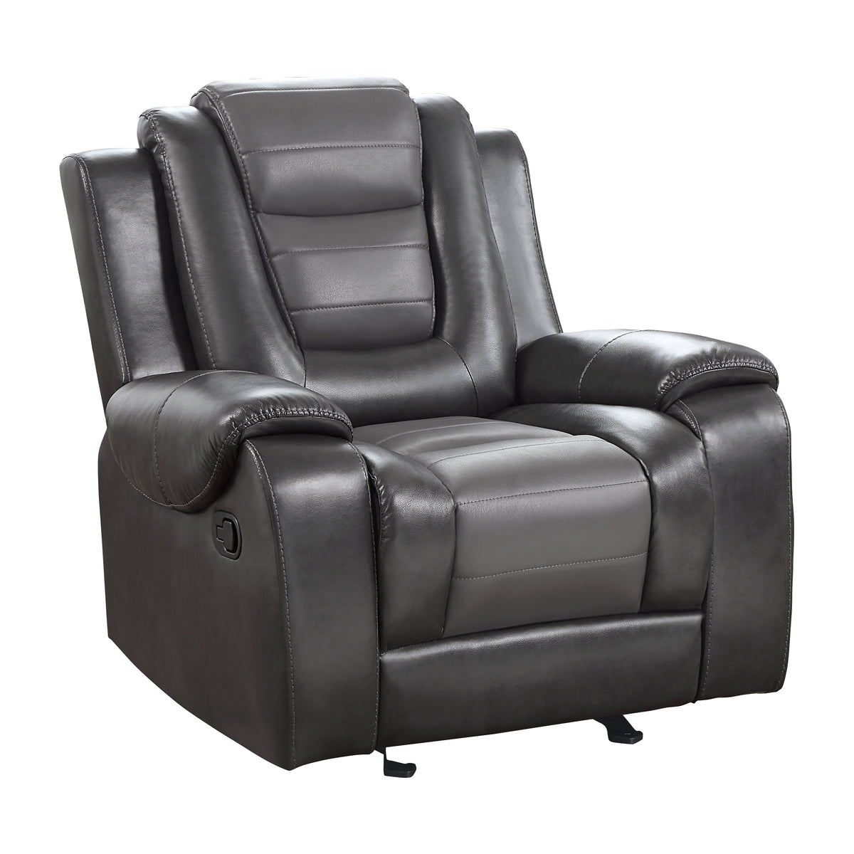 Modern Luxury Living Room Sofa Set 3Pc Reclining Sofa Loveseat Glider Reclining Chair Formal Furniture Premium Faux Leather Upholstery Comfortable Two Tone Gray Finish Dark Gray,Light Gray Faux Leather Wood Primary Living Space Luxury,Modern