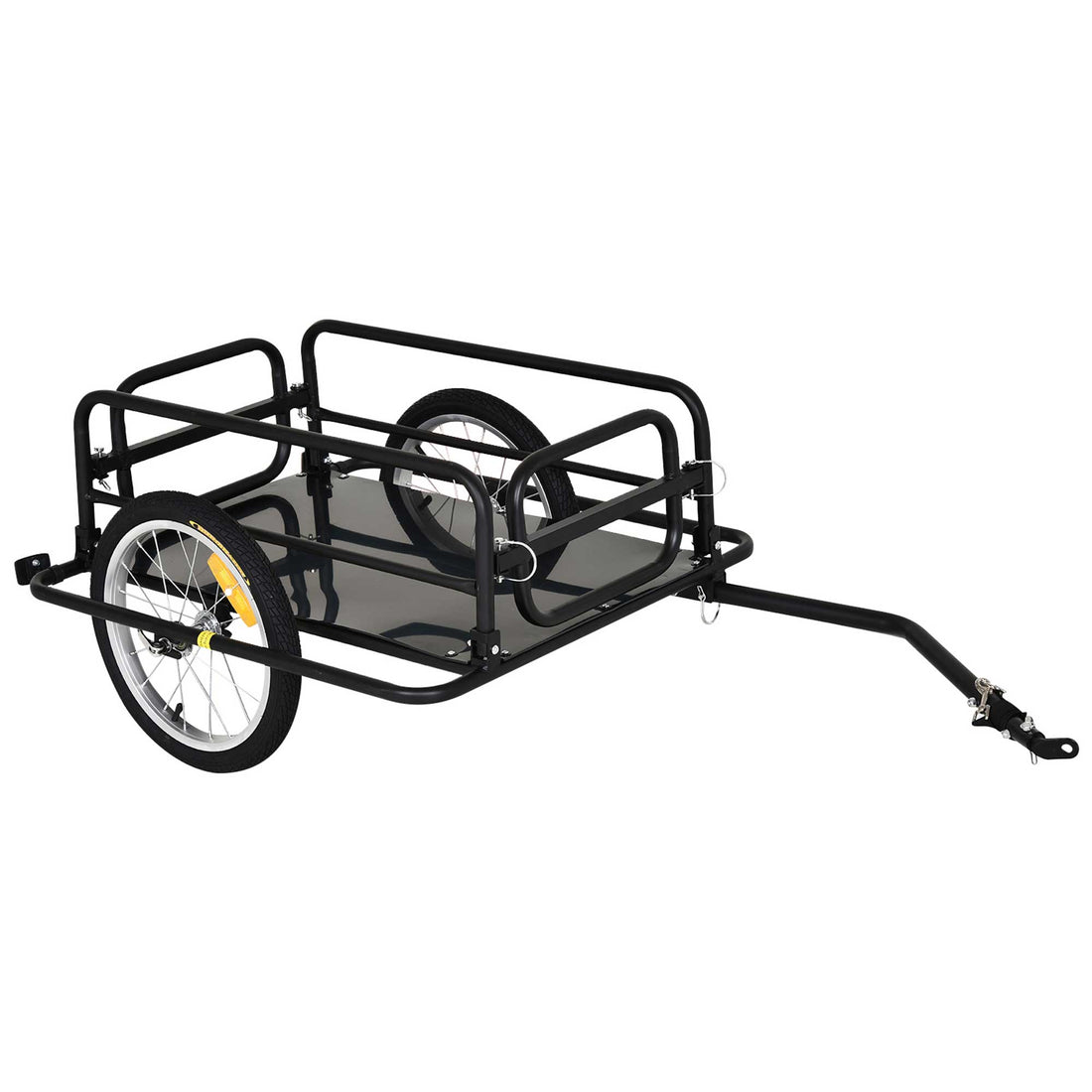 Aosom Bike Cargo Trailer For Hefty Loads, Foldable Compact Storage, Universal Hitch, Bike Wagon Bike Trailer Bicycle Cargo Trailer Bike Attachment With 16" Wheels, Heavy Duty, Black Black Steel
