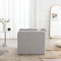 Arm Chair With Waved Arms, Metal Decoration On Both Side Arms, Accent Chair For Primary Living Space,Living Room,Bedroom, Teddy Fabric, Light Grey Light Grey Primary Living Space Modern Foam Plywood