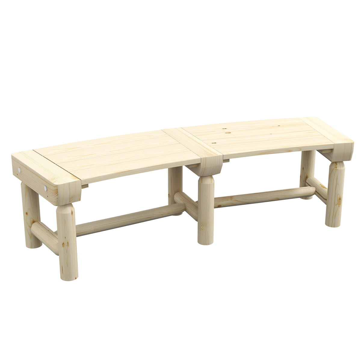 Outsunny Wooden Garden Bench, Semicircular Round Outdoor Tree Bench, Wrap Around Park Bench For Yard, Patio, Deck, Lawn, Natural Natural Wood