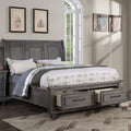 Eastern King Size Bed W Under Bed Drawer Vintage Look Gray Color Beautiful Panel 1Pc Bedframe Bedroom Box Spring Required King Antique Gray,Gray Wood Bedroom Contemporary,Modern,Transitional Storage