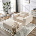 75 Inch Corduroy Sponge Sofa Lounge Chair With Removable Footrest,No Assembly Required,Fluffy Modern Sleeper Chair For Indoor Living Room Bedroom Beige Foam Corduroy 1 Seat