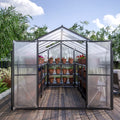 8' X 12' Outdoor Greenhouse, Heavy Duty Polycarbonate Greenhouse, Large Walk In Greenhouse With Double Doors And Two Ventilation Windows, Aluminum Greenhouse For Outdoor Greenhouse Garden Backyard