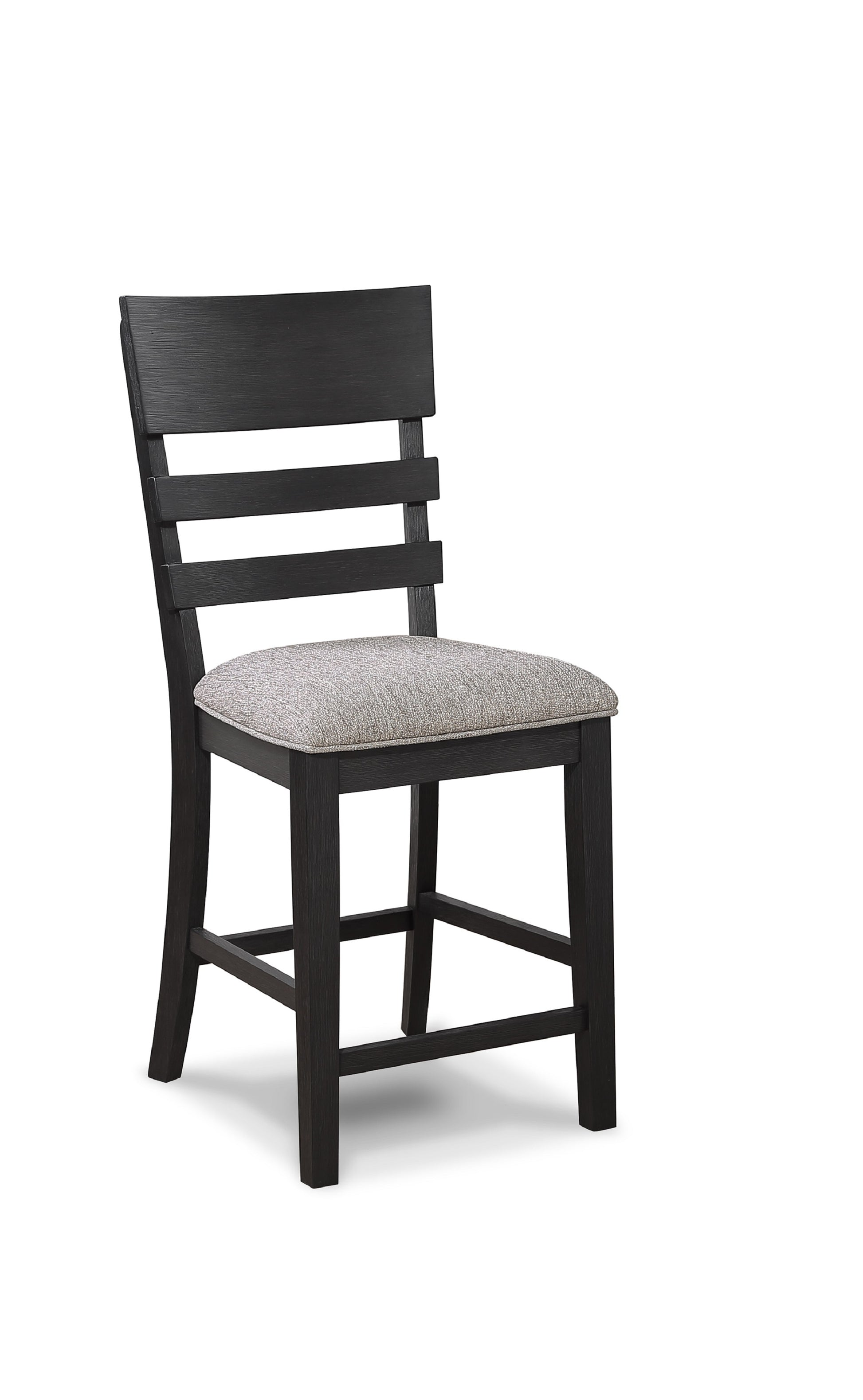 2Pc Black Gray Counter Height Chair Upholstered Seat Ladder Back Wooden Dining Room Furniture Black,Gray Dining Room Contemporary,Modern Bar Stools Ladder Back Set Of 2 Wood