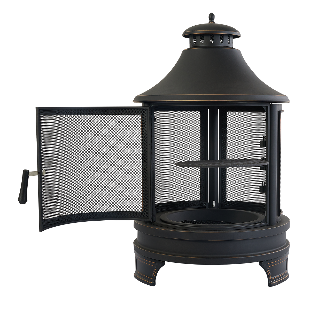 Xot035 Garden Metal Outdoor Heating Furnace For Backyard 2 In 1 Fire Pit For Outdoor Black Garden & Outdoor Metal