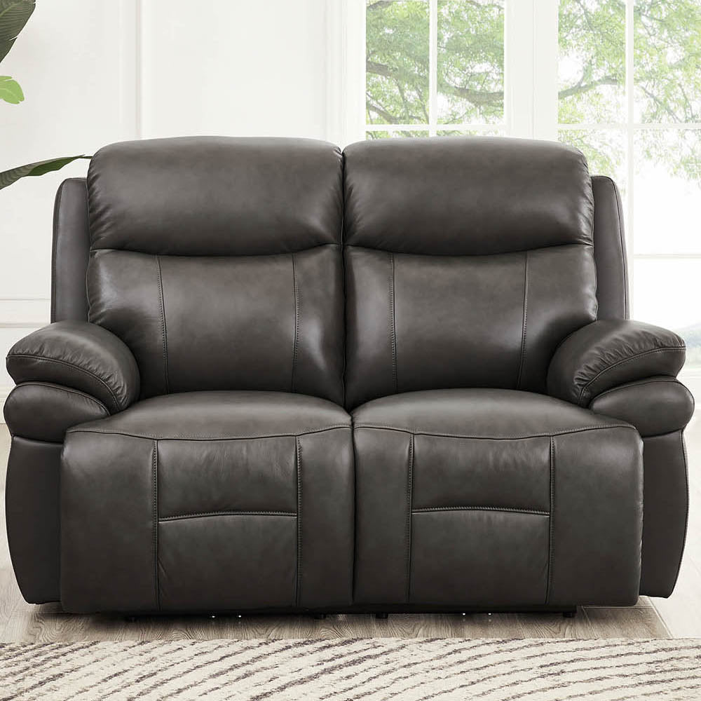 Springdale Power Headrest Zero Gravity Reclining Loveseat Gray Memory Foam Genuine Leather